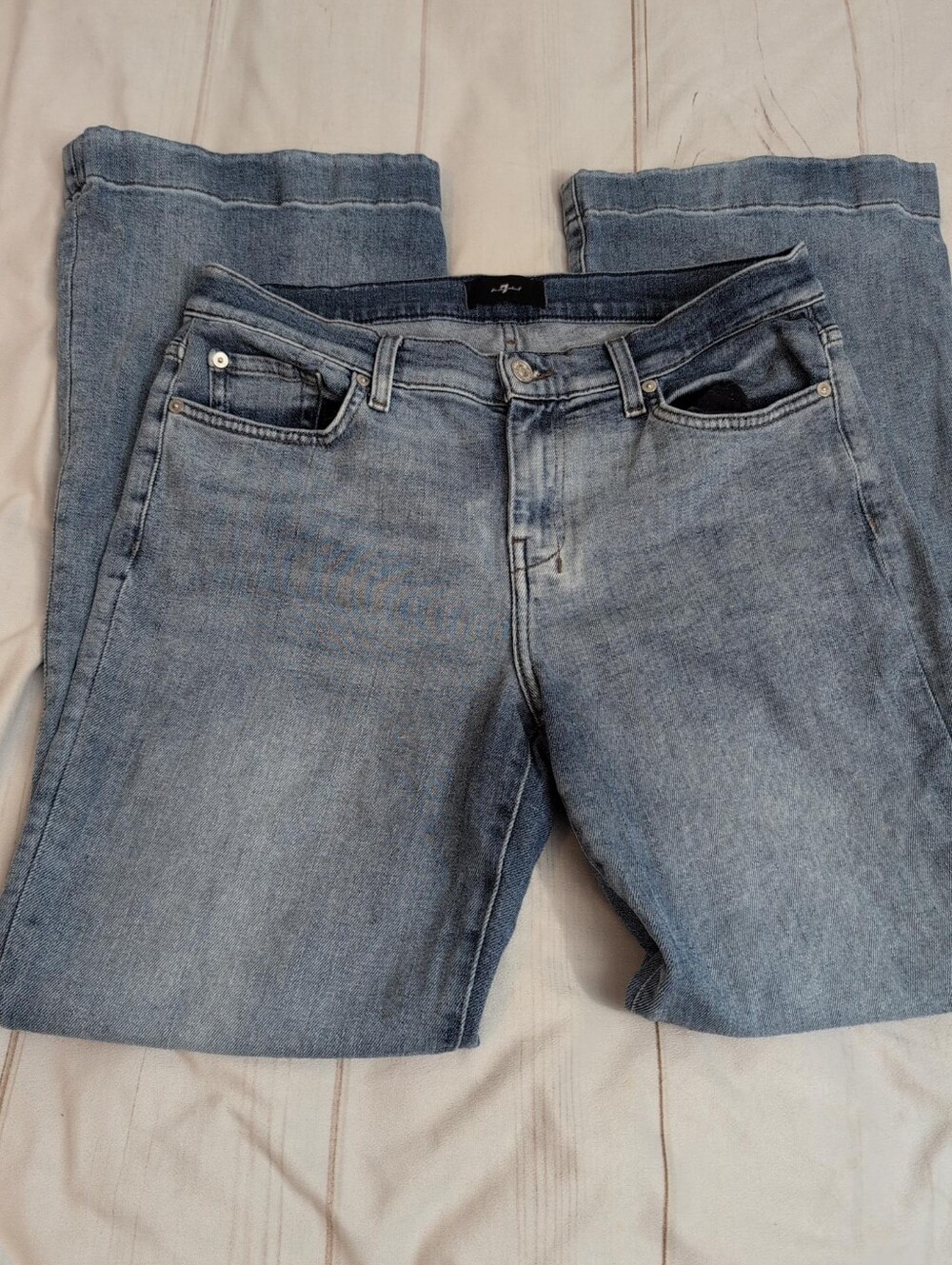 7 For All Mankind Tailorless Dojo Jeans Womens 31 Reg Santa Rosa Flare Wide Leg